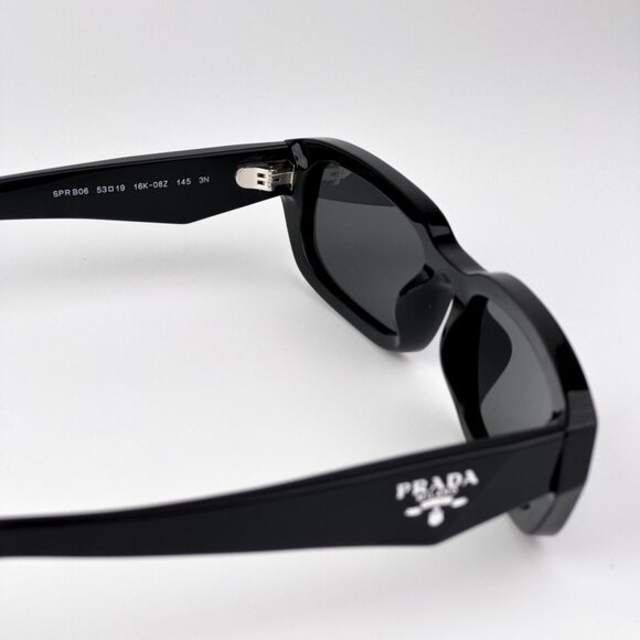 Prada Sunglasses – Black Rectangle Frame Grey Lenses | Model PRB06S 16K08Z - Picture 8 of 11